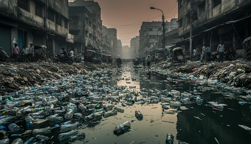 Polluted water canal - Punoshristi Bangladesh Plastic Recycling